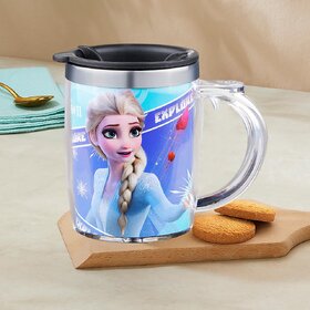 Mannat Double Wall Inner Stainless Steel Tea,Coffee, Milk Mug With Handle And Lid For Kids Cherry Mug (frozen)(350 ML).