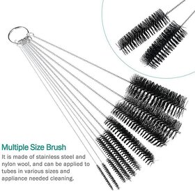 10pcs/set Multifunctional Portable Stainless Steel Household Bottle Brushes Cleaner Glass Washing Tube Cleaning Brush Set