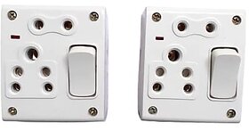 Combined Extension Box 1 Switch 2 Socket 6Amp pack of 2