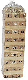 54 Pieces Wooden Stacking Tower Numbers Building Blocks Game Board for Kid-(54 Piecess)