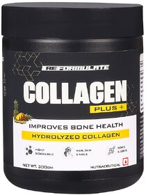 Reformulate I CollaGen Plus+ Improves Bone Health Hydrolyzed Collagen I Highly Bioavailable I Hair I Skin I Nails I Bones I Joints I Nutraceutical I Non-Veg I Pine Apple I 300 GM