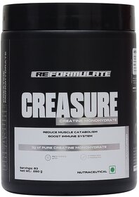 Reformulate I Creasure I Creatine Monohydrate I Reduce Muscle Catabolism Boost Immune System I 3G Of Pure Creatine Monohydrate I Restores Atp I Improves Strength I Nutraceutical I Unflavoured I Servings 83 I 250 GM