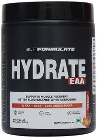 Reformulate I Hydrate EAA I Supports Muscle Recovery I Better Fluid Balance When Exercising I 6G EAA + BCAA  Zero Added Sugar I 6G EAA + BCAA  Zero Added Sugar I Improved Focus I Fluid Balance I Enhanced Endurance I Nutraceutical I Serving-30 I Pine App