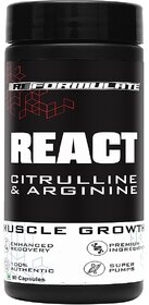 Reformulate I React I Citrulline  Arginine I Muscle Growth I Enhanced Recovery I Premium Ingredients I 100 Authentic I Super Pumps I 90 Capsules