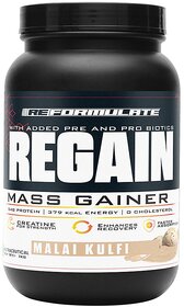 Reformulate I Regain I Mass Gainer with Added Pre and Pro Biotics I 364 Energy  O Cholesterol 1.5 Creatine I Advanced Digestive Enzymes I Dope Free I Advances CPF Formula I Nutraceutical I Malai Kulfi I 1 KG