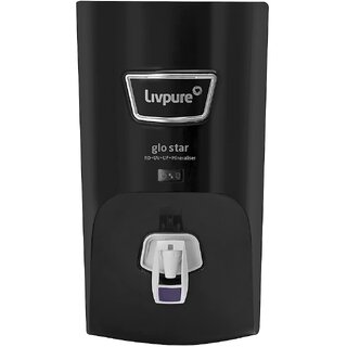 Liv-pure Glo Star RO+UV+UF+Mineraliser Water Purifier - 7L Storage, 15 LPH, Ideal for All Water Sources (Black)