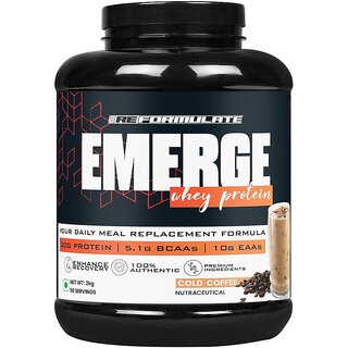 Reformulate I Emerge I Whey Protein I Your Daily Meal Replacement Formula I 20 G I Protein I 5.1 G Bcaa's I 10 G Eaa's I Enhance Recovery I 100 Authentic I Premium Ingredients I 60 Servings I Nutraceutical I Cold Coffee I 2 KG Reformulate I Emerge I Whey Protein I Your Daily Meal Replacement Formula I 20 G I Protein I 5.1 G Bcaa's I 10 G Eaa's I Enhance Recovery I 100 Authentic I Premium Ingredients I 60 Servings I Nutraceutical I Cold Coffee I 2 KG