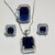Stunning Blue Stone Pendant Set Ring/Earrings with American Diamond Halo Sterling Silver Sapphire Stone Pendant Set