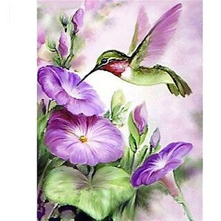                       Diamond Painting Art for Adults Colorful Rainstone Dots Beads Kits  Hummingbird, Trumpet Flower                                              