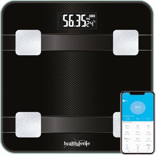 Healthgenie Smart BMI Weight Machine for Body Weight with 18 Body Parameters Sync with Mobile App, 2 Yrs Warranty Blueto Healthgenie Smart BMI Weight Machine for Body Weight with 18 Body Parameters Sync with Mobile App, 2 Yrs Warranty Blueto