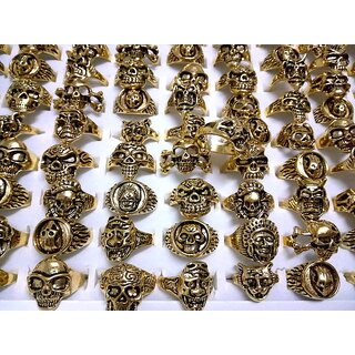                       Wholesale Lots Mixed 20pcs Gothic Skillful Assorted Skull Style Tribal Lady's Sports Men's Vintage Gold Rings                                              