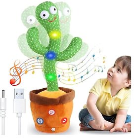 Electrocloud Singing and Dancing Cactus Toy with Music Lights and USB Cable Green