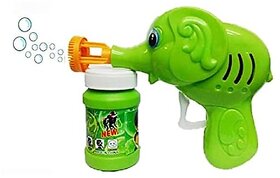 Electro Cloud Bubble Gun Elephant Hand Pressing Bubble Gun Toy for Kids with Free Bubble Liquid Bottle-PlasticGreen (Pack of 1)