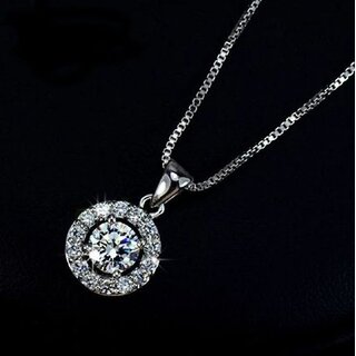                       Radiant American Diamond Halo with Center Zircon Stone Spark and Charm for Women  Girl                                              