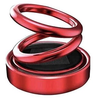 Electro Cloud Solar Car Aromatherapy Essential Oil Diffuser 360Degree Double Ring Rotating Design Car Perfume Air Purifier Car Fragrance Decompression Toy for Home Car Office (Red)