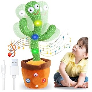                       Electrocloud Singing and Dancing Cactus Toy with Music Lights and USB Cable Green                                              