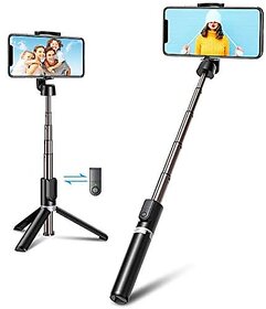 Electro Cloud Selfie Stick Extendable Selfie Stick with Wireless Remote and Tripod Stand Portable Lightweight Compatible with All Smartphone and Mobile (Black)