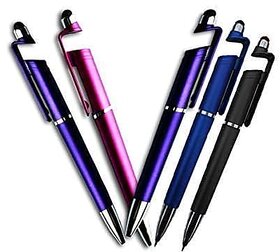 3 in 1 Function Pen Mobile Stand Holder with Ballpoint Pen for Android Touch Screen Mobile Phones and Tablets Stylish (Set of 5)