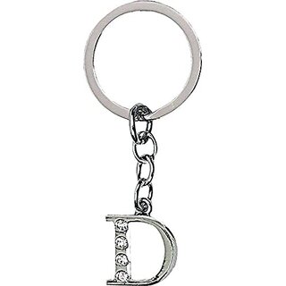                       Electro Cloud Alphabet Letter D Metal Keychain for Car Bike Men Women Keyring (Silver)                                              