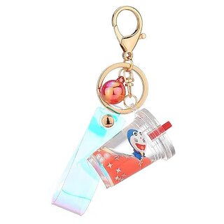                       Glitter  keychain Cute Liquid Milk Tea Cup For Women Bag Keyring Pendant Car Trinket Key Chain Gift                                              