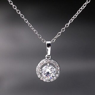                       Radiant American Diamond Halo with Center Zircon Stone Spark and Charm for Women Girl                                              