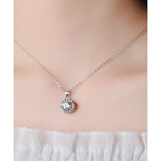                       Radiant American Diamond Halo with Center Zircon Stone Spark and Charm for Women Girl                                              