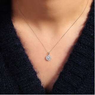 Exquisite Zircon Pendant Framed with Radiant American Diamonds Exquisite Zircon Pendant Framed with Radiant American Diamonds