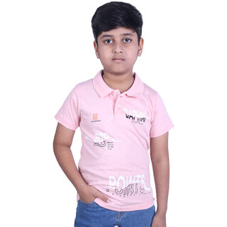                       Kid Kupboard Cotton Boys T-Shirt, Light Pink, Half-Sleeves, 7-8 Years KIDS6955                                              