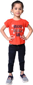 Kid Kupboard Cotton Girls T-Shirt, Light Red, Half-Sleeves, 6-7 Years KIDS6962