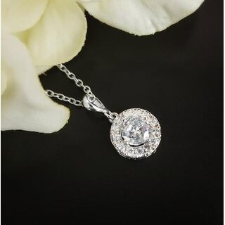 Elegant Zircon Pendant Encircled by Shimmering American Diamonds Elegant Zircon Pendant Encircled by Shimmering American Diamonds