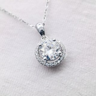                       Elegant Zircon Pendant Encircled by Shimmering American Diamonds for Women                                              