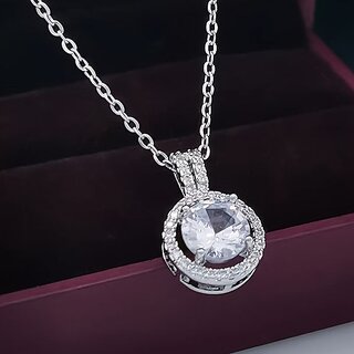 Elegant Zircon Pendant Encircled by Shimmering American Diamonds for Women Elegant Zircon Pendant Encircled by Shimmering American Diamonds for Women