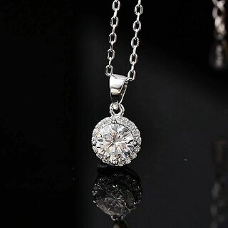 Elegant Zircon Pendant Encircled by Shimmering American Diamonds for Women Elegant Zircon Pendant Encircled by Shimmering American Diamonds for Women
