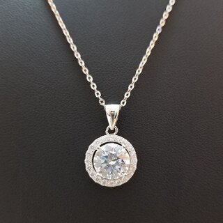 Elegant Zircon Pendant Encircled by Shimmering American Diamonds for Women Elegant Zircon Pendant Encircled by Shimmering American Diamonds for Women