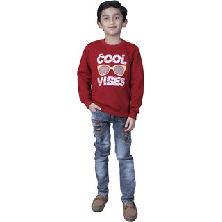                       Kid Kupboard Cotton Boys Sweatshirt, Red, Full-Sleeves, 8-9 Years KIDS6980                                              