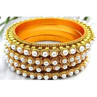                       Omsar Jewelry Copper Gold-plated Kada (Pack of 4)                                              