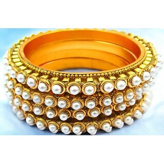                       Omsar Jewelry Copper Gold-plated Kada (Pack of 4)                                              