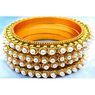                       Omsar Jewelry Copper Gold-plated Kada (Pack of 4)                                              