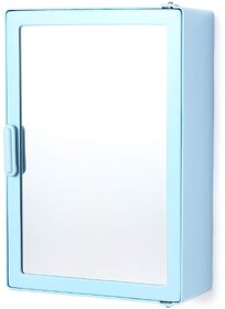 Zoom Happy Bathroom Plastic Mirror Cabinet Storage Chest/Shelves (Blue), Mirrored Finish