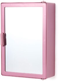 Zoom Happy Bathroom Glossy Finish Plastic Mirror Cabinet Storage Chest/Shelves (Magenta)