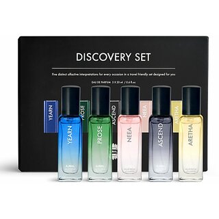                       Ajmal Discovery Set of 5 Eau De Parfum 20ml each of Yearn, Prose, Ascend, Neea and Aretha. Eau de Parfum - 100 ml  (For Men & Women)                                              