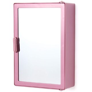 Zoom Happy Bathroom Glossy Finish Plastic Mirror Cabinet Storage Chest/Shelves (Magenta)