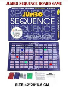 Jumbo Sequens Board Game Challenging Card Game for Ages 7  Above, Hard Board,Chips and Card,Multicolor (Large)