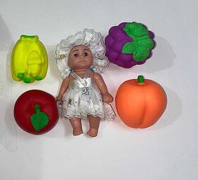 Manav Enterprises Sonu Dolls With 4 Fruit Squeezy Toys For Kids (Multi-Colour)