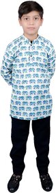 Boys' Elephant Print Cotton Kurta - Festive and Casual Wear