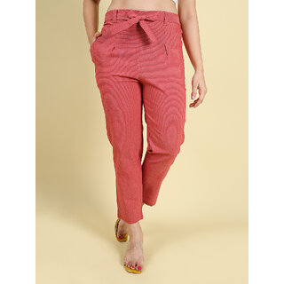                       Granth Fashion Solid Cigarette Pant With 2 Pockets And Laces (Peach)                                              