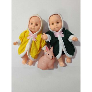                       Manav Enterprises Sonu Monu Dolls Set of 2 and 1 squeezy toy  For Kids (Multi-Colour)                                              