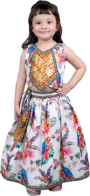 Floral Print Kurta Set for Girls, Sleeveless Top with Flared Skirt