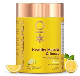 Nutriburst Supports Strong Bones Gummies with Calcium and Vitamin D to Boosts Energy and Immunity  Strong Teeth and Joint Support  Lemon Flavor and 100 Vegetarian  30 Gummy
