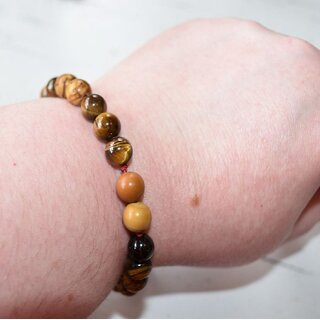                       Tigers Eye Bracelet Natural Beads for Spiritual and Style Comfortable Elastic Fit for Men  Women                                              